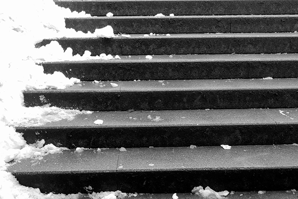 Snow on Stairs in Winter